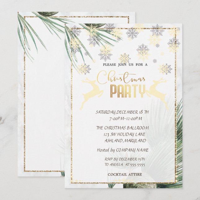 Invitación Adornos de Navidad, Querido, Ramas Fiesta de Navid (Anverso / Reverso)