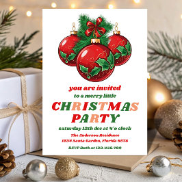 Invitación Adornos de Navidad Retro Editable Fiesta Navideña