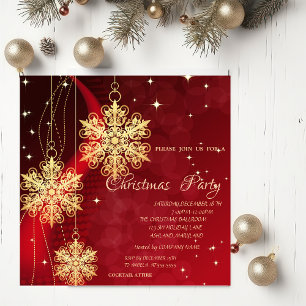 Invitación Adornos de Navidad, RojoFiesta de Navidad Corporat