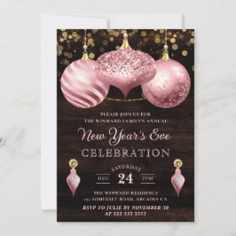 Invitación Adornos de Navidad Rosa Claro Elegantes para Año N