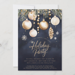 Invitación Adornos de oro de la marina Bolas de Navidad