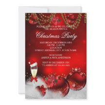 Adornos de oro rojo Champán Fiesta de Navidad