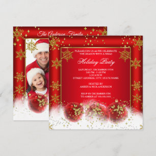 Invitación Adornos de oro rojo Fiesta de Navidad Foto de vaca