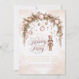 Invitación Adornos de oro rosa de cascanueces Fiesta navideña