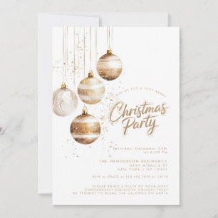 Invitación Adornos de oro y bronce Bolas Fiesta de Navidad