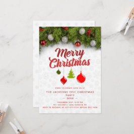 Invitación Adornos de pino de Navidad Fiesta de Navidad 