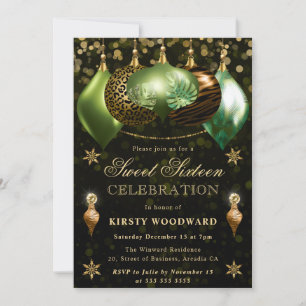 Invitación Adornos de Safari Fauna Navidad Cumpleaños 16