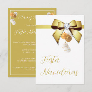 Invitación Adornos de texto en español y lazo de gemas Invita