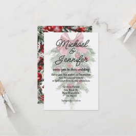 Invitación adornos de vegetación navideña vintage boda