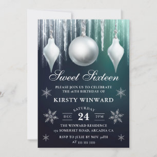 Invitación Adornos de Vidrio de Invierno y Copos de Nieve Cum