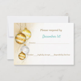 Invitación Adornos dorados y blancos Navidad Boda