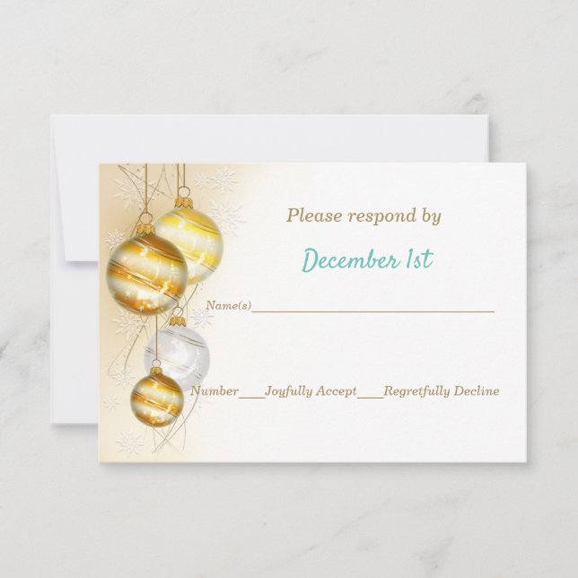 Invitación Adornos dorados y blancos Navidad Boda (Anverso)