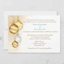 Invitación Adornos dorados y blancos Navidad Boda