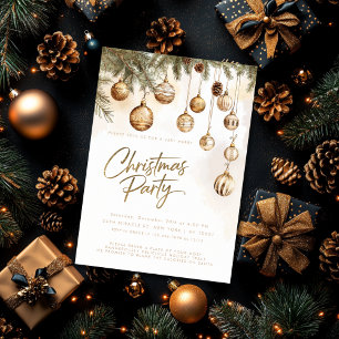 Invitación Adornos Elegantes de Oro Bolas de Navidad Fiesta