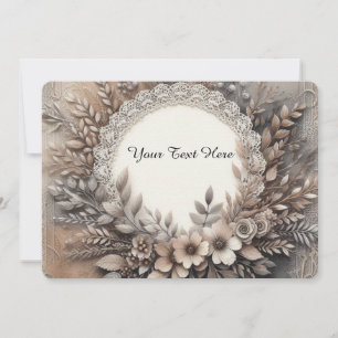 Invitación Adornos Florales Vintage con Tonos Cálidos Terroso
