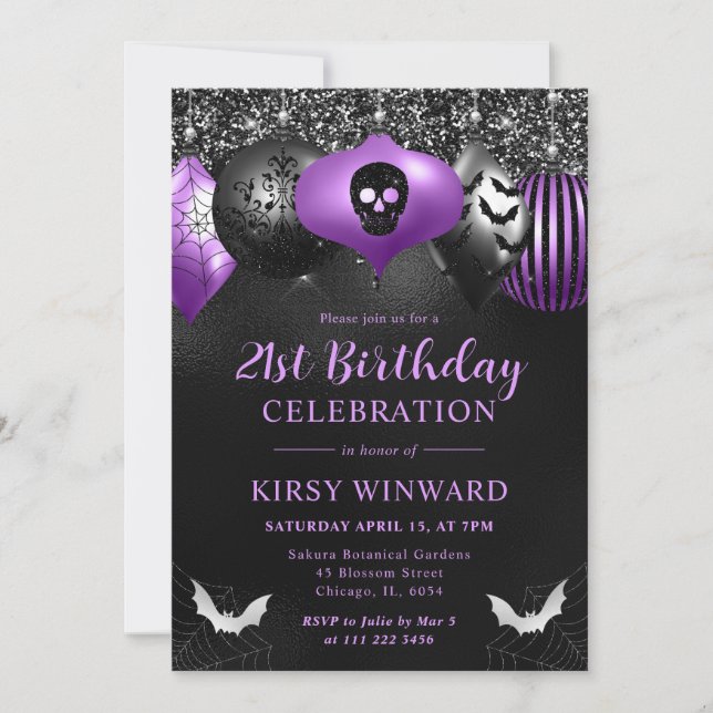 Invitación Adornos Glam Halloween Cumpleaños (Anverso)