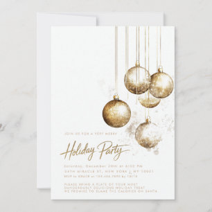 Invitación Adornos minimalistas de oro para Navidad