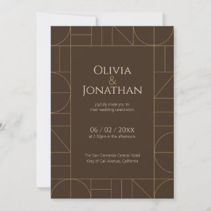 Invitación Adornos Modernos de Oro Bodas Marrón Oscuro