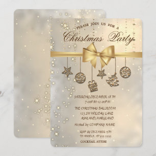 Invitación Adornos Navideños Elegantes, Fiesta de la Empresa