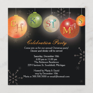 Invitación Adornos Navideños Elegantes Fiesta Divertida de Va