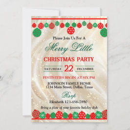 Invitación Adornos Navideños Festivos Rojo y Verde Fiesta de 