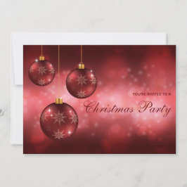 Invitación Adornos Navideños Festivos Rojos Fiesta de Navidad