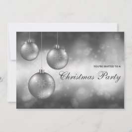 Invitación Adornos Navideños Gris Plateado Fiesta de Navidad