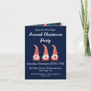 Invitación Adornos Navideños Personalizados Gnomo Rojo Lindo 