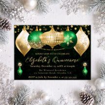 Adornos Navideños Verdes y Dorados Quinceañera