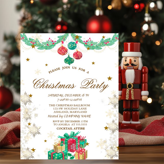 Invitación Adornos Retro Presenta Copos de Nieve Navidad (Subido por el creador)