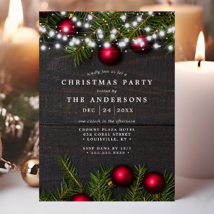 Invitación Adornos y Luces de Cadena de Pino Fiesta de Navida