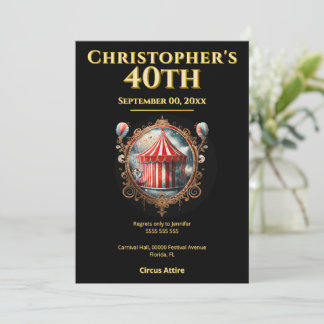 Invitación Adult Circus Moody Festival 40th Birthday
