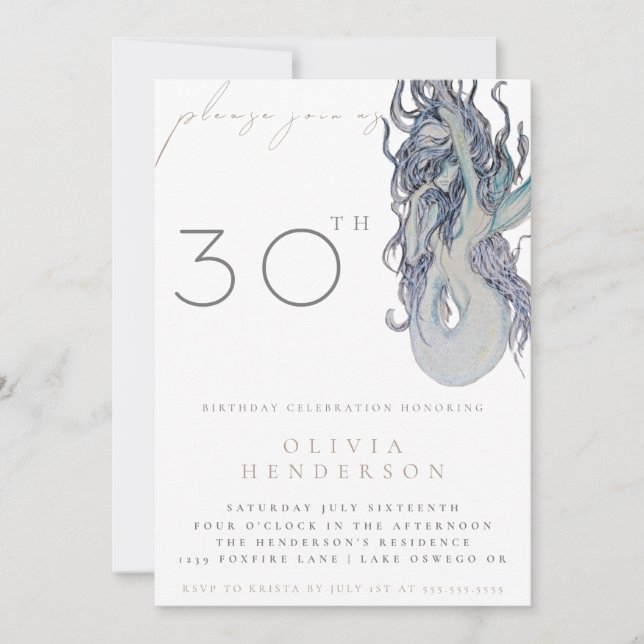 Invitación Adult Mermaid ANY Birthday Party Invitation (Anverso)