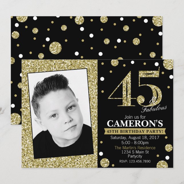 Invitación adulta de la foto del cumpleaños del (Anverso / Reverso)