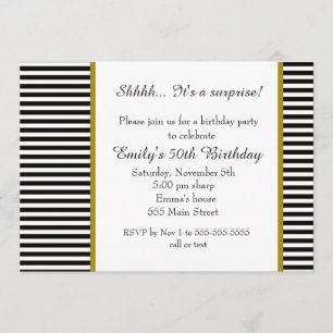 Invitación adulta del cumpleaños de las rayas