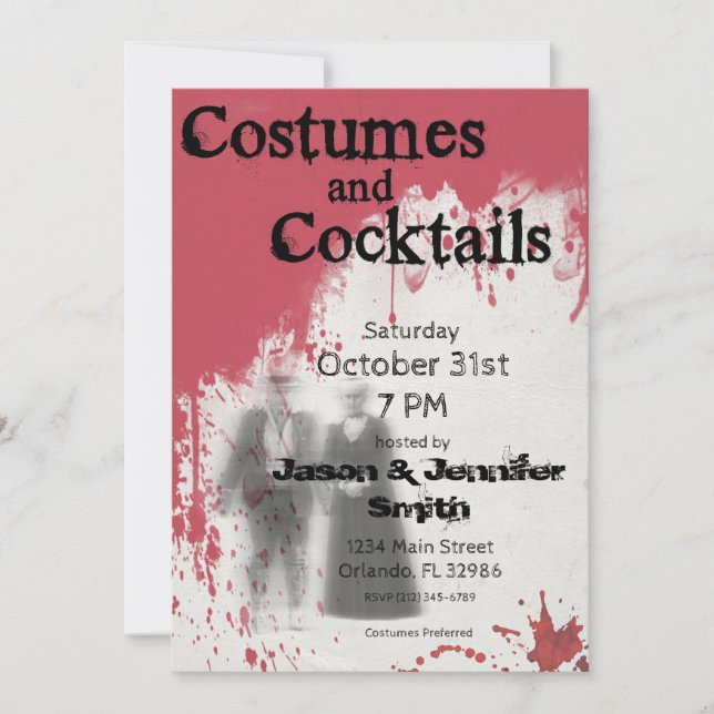 Invitación adulta del fiesta de Halloween del (Anverso)