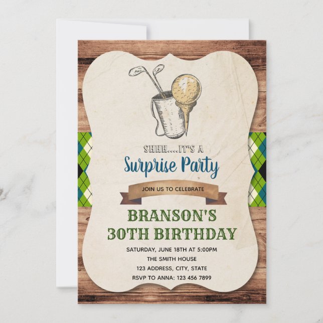 Invitación adulta del fiesta del golf (Anverso)