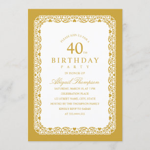 Invitación Adulto 40 cumpleaños Fiesta elegante simple y eleg