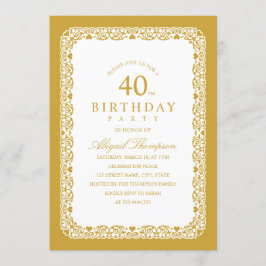 Invitación Adulto 40 Fiesta de cumpleaños elegante simple y e