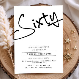 Invitación Adulto 60 años con escritura minimalista Fiesta de