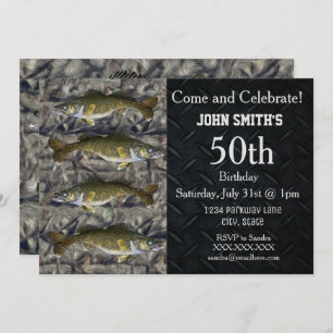 Invitación Adulto atrapado Walleye pescando camo cumpleaños
