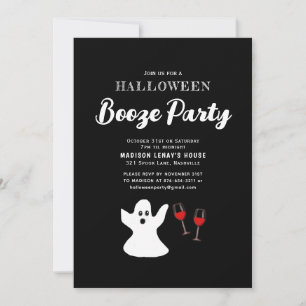 Invitación Adulto Fiesta del Booze Fantasma de Halloween