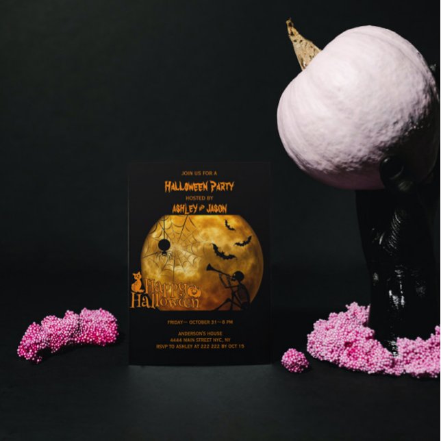 Invitación Adulto Halloween Party Moon Spider (Subido por el creador)