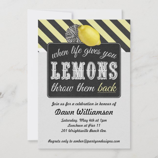 Invitación Adulto Lemonade Fiesta - Noche de Chicas Fiestas d (Anverso)