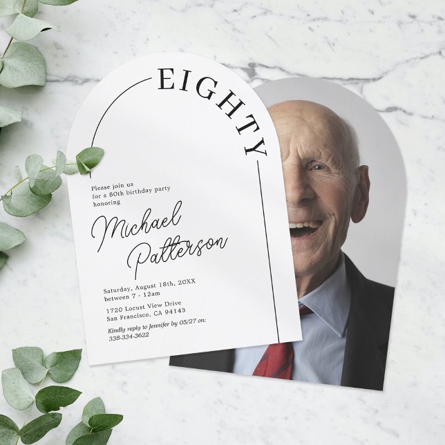 Invitación Adulto minimalista Adulto 80 cumpleaños (Subido por el creador)