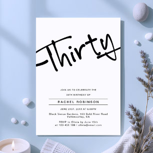 Invitación Adulto Mínimo Moderno Treinta y Treinta Fiesta de 