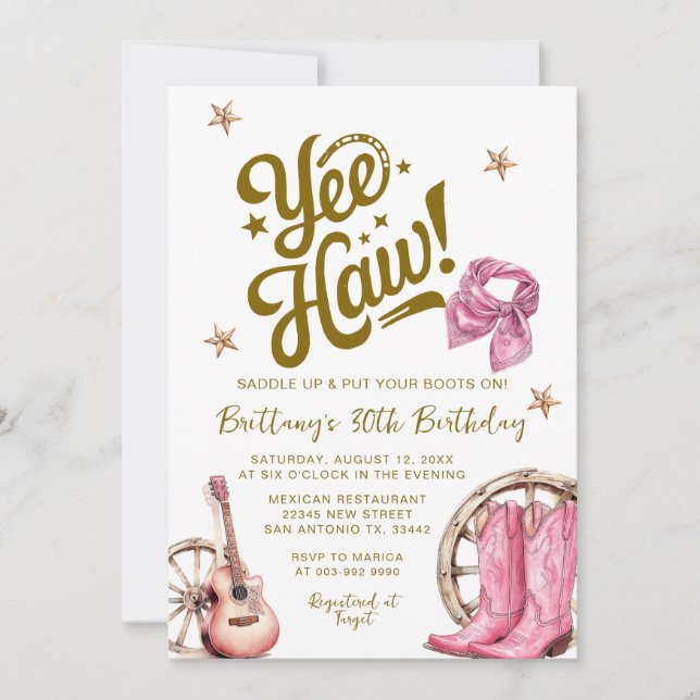 Invitación Adulto Rústico Occidental 30 Aniversario de la Nov (Anverso)