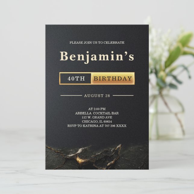 Invitación Adultos 40.º Fiesta de cumpleaños (Anverso de pie)