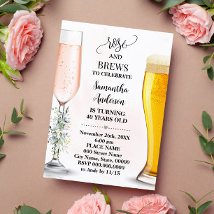 Invitación Adultos Adultos Rosa y produce vegetación