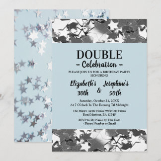 Invitación Adultos Articulación Doble Cumpleaños estrellas de